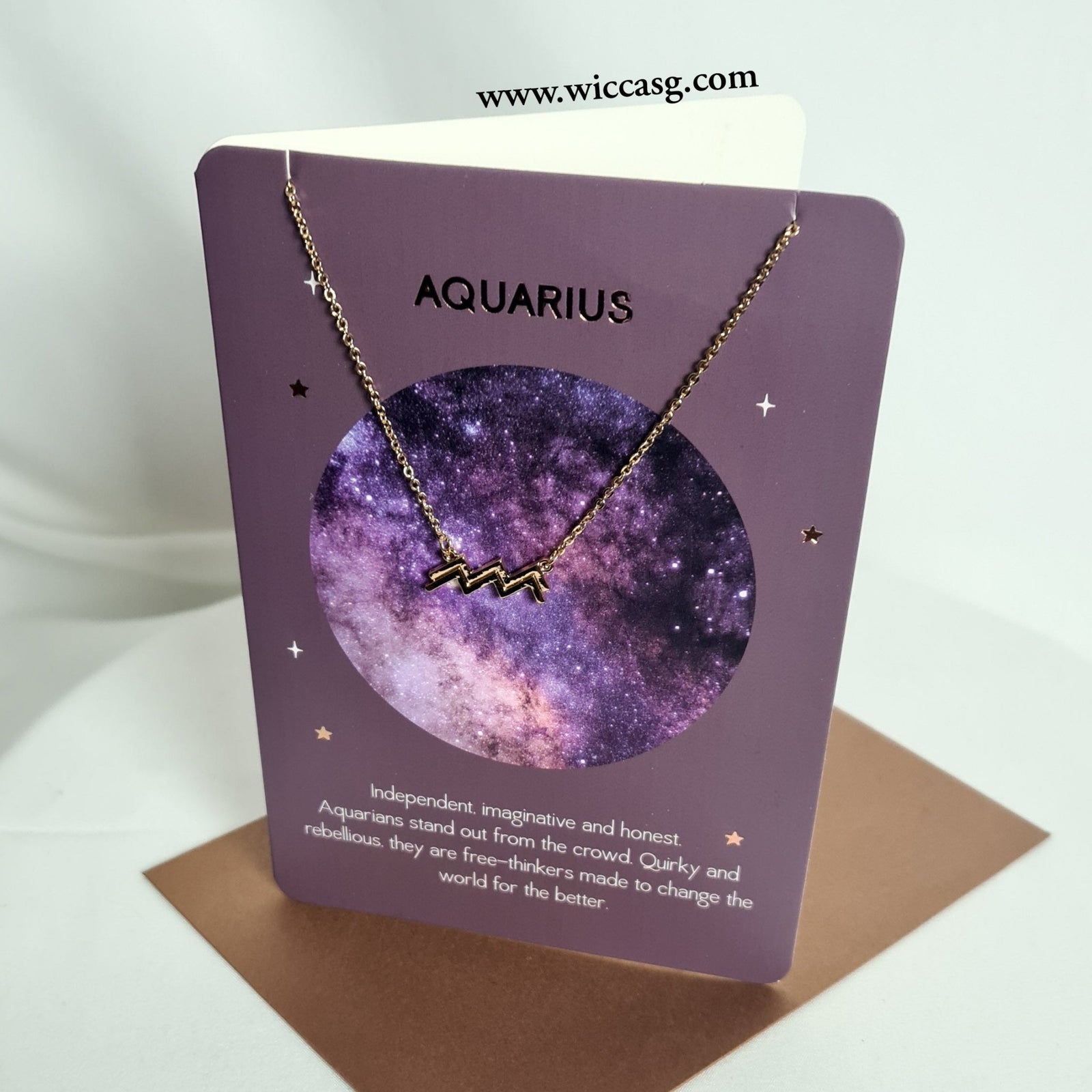 Aquarius Horoscope (Gold) Necklace - Horoscope - Little Wiccan Witchcraft Shop